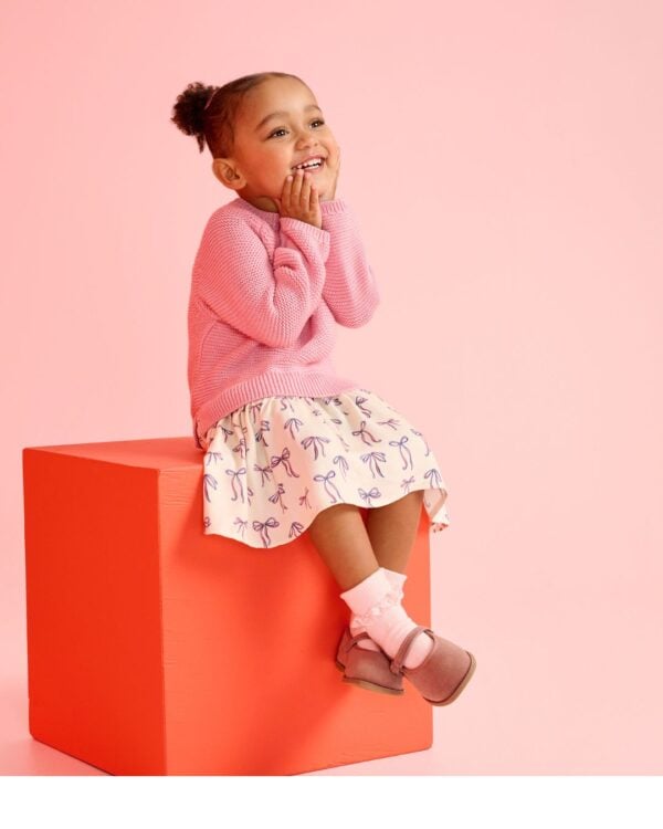 Hatley bows mixed sweater dress