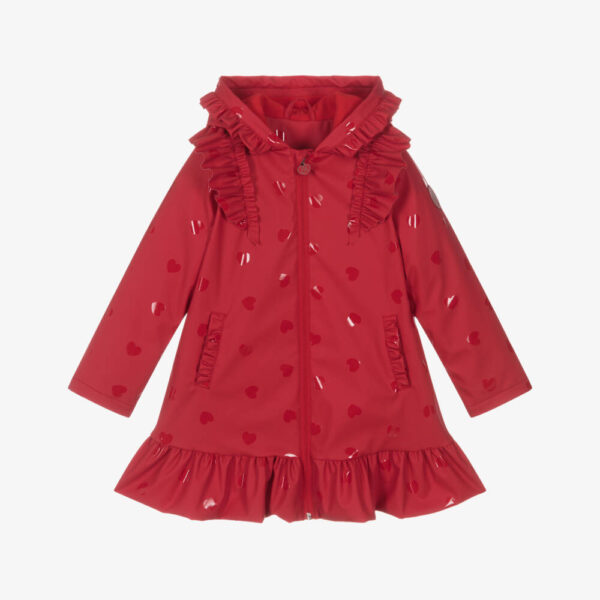 A Dee Red Hearts Raincoat with Ruffles - Image 2