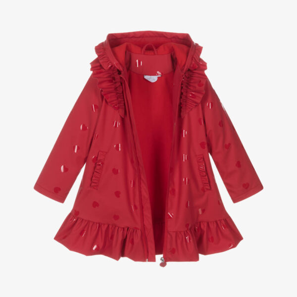 A Dee Red Hearts Raincoat with Ruffles - Image 4