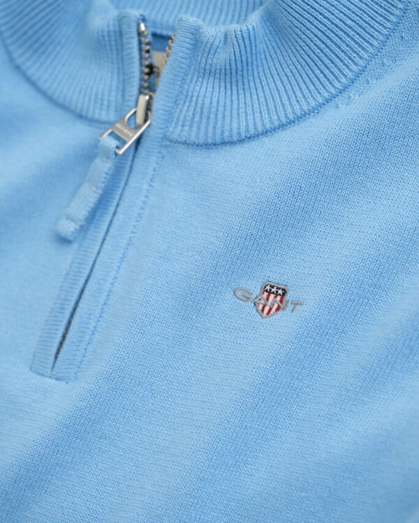 Gant Shield Cotton Half Zip - Dream Blue - Image 2