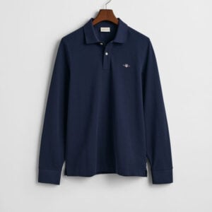 gant long sleeve polo - evening blue
