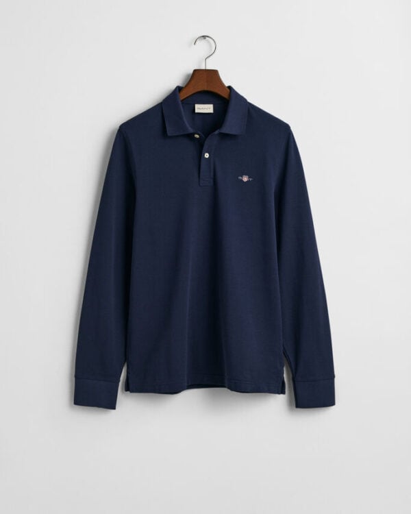 gant long sleeve polo - evening blue
