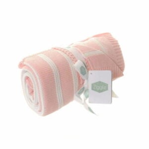 ziggle knitted pink and white blanket