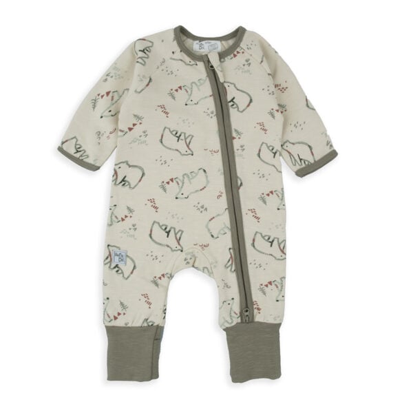 Babybol Bear Print zip up romper