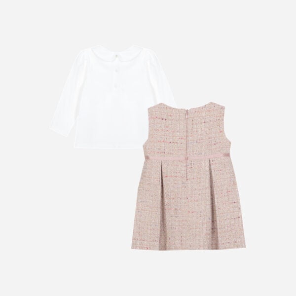 Patachou Pink Tweed Pinafore Dress Set - Image 3