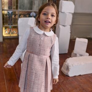 Patachou pale pink tweed pinafore set