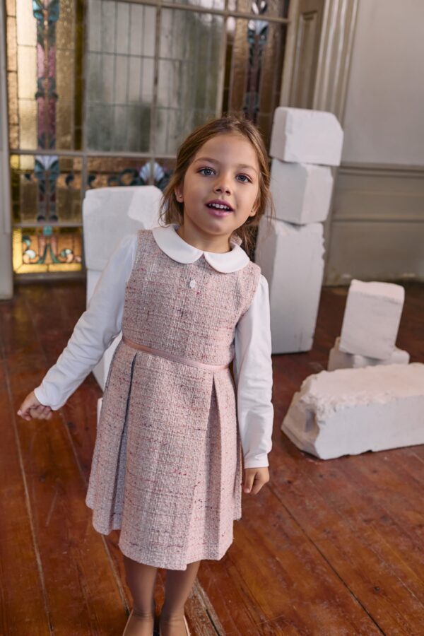 Patachou pale pink tweed pinafore set