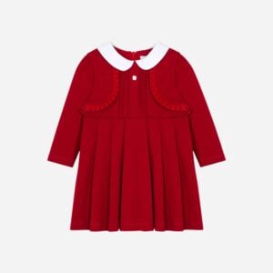 patachou red knit dress with white collar