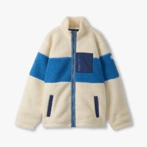Hatley Boys White Smoke Faux Sherpa Zip-Up Jacket
