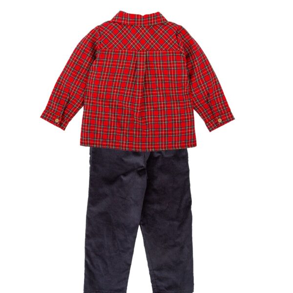 Babidu Red Tartan Cotton Shirt and Trouser Set - Image 2