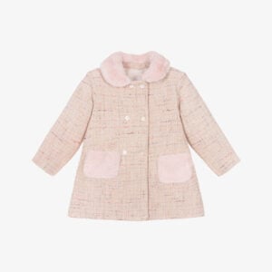 patachou-girls-pink-tweed-coat-with-faux-fur-trims