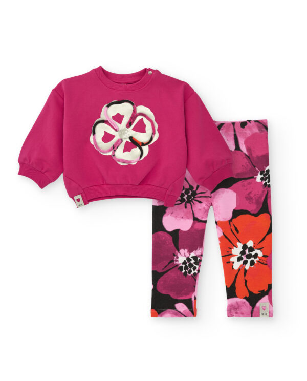 Tuc Tuc pink sweater and flower legging set