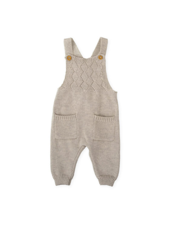 Tutto Piccolo Boys Beige Knitted Dungaree Set - Image 2