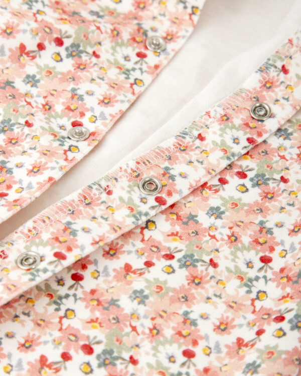 Tutto Piccolo Pink Floral Cotton Jersey Babygrow - Image 2