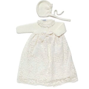 Juliana ivory ceremony gown and bonnet set