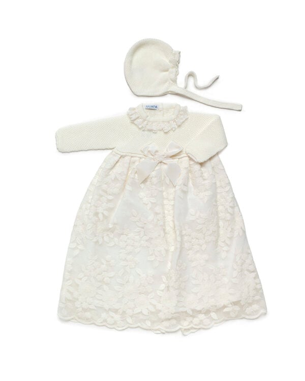 Juliana ivory ceremony gown and bonnet set