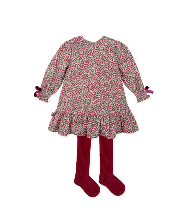 Tutto Piccolo Red Floral Needlecord Dress Set - Image 3