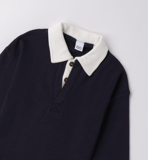 I Do Navy Blue & White Cotton Jersey Polo Shirt - Image 2