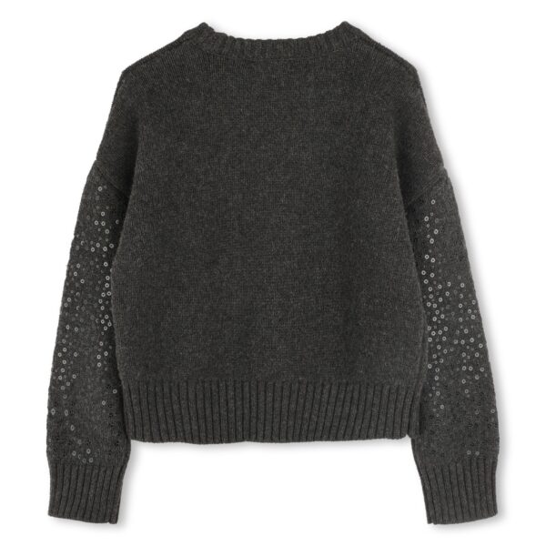 DKNY Dark Grey Knitted Sweater with Sequin Embellishments - Image 3