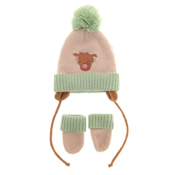 Ziggle Highland Cow Wooly Hat and Mittens - Image 2