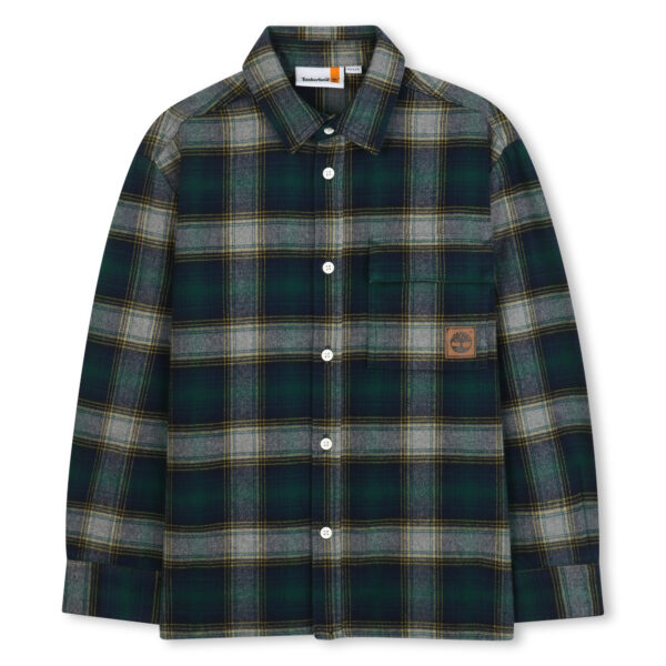 Timberland Older Boy Green Check Cotton Flannel Shirt - Image 2