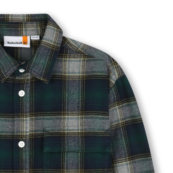 Timberland Older Boy Green Check Cotton Flannel Shirt - Image 4