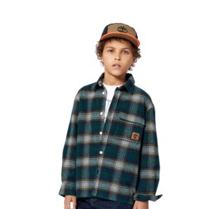 Timberland Older Boy Green Check Cotton Flannel Shirt