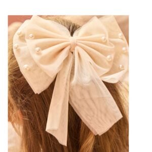 Caramelo pearl hair bow - mink