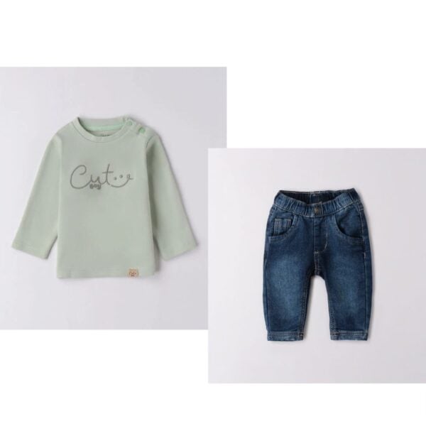 I do Cute boy top and denim jean set