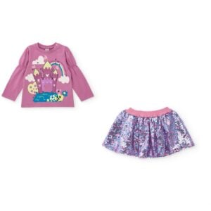 Tuc tuc lilac sequins skirt set