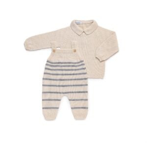 Juliana knitted stripe dungaree and sweater set