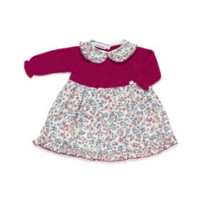 Juliana raspberry half knit dress with floral skirt