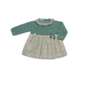 Juliana half knit green dress with floral skirt