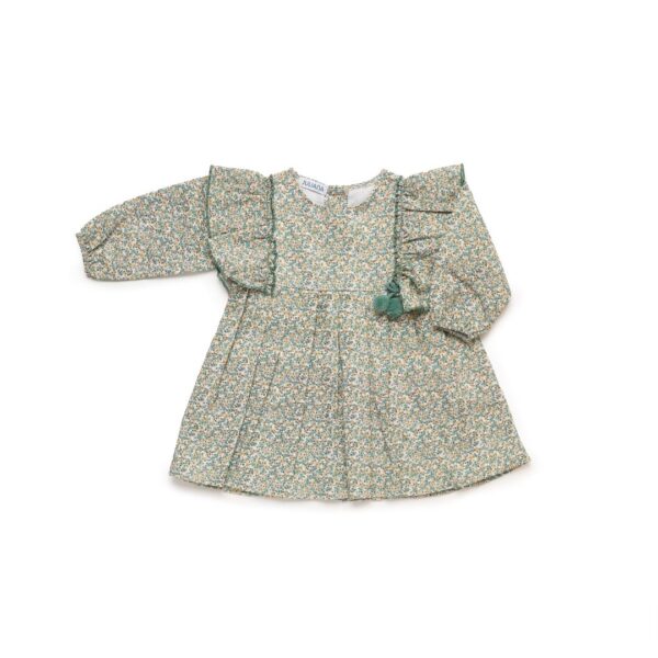 Juliana Ruffle Flower Print Dress With Pom Poms - Image 2