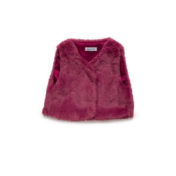 Juliana raspberry faux fur body vest - gilet