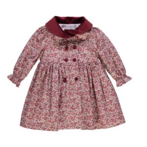 Piccola Speranza floral dress with velvet collar