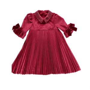 Piccola Speranza Pleated Dress With Gem Collar