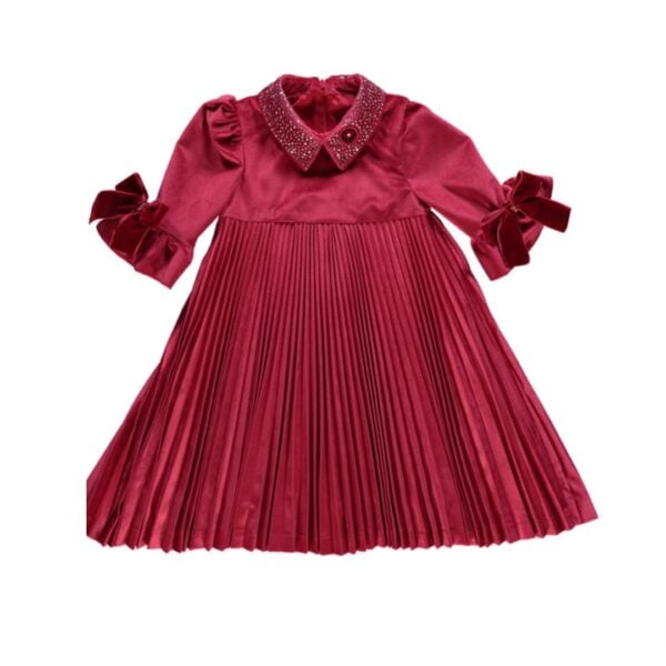 Piccola Speranza Pleated Dress With Gem Collar