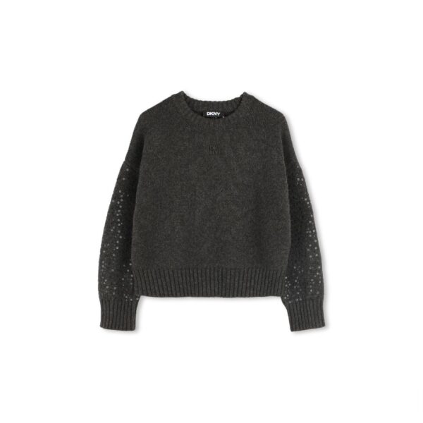 DKNY Dark Grey Knitted Sweater with Sequin Embellishments - Image 2
