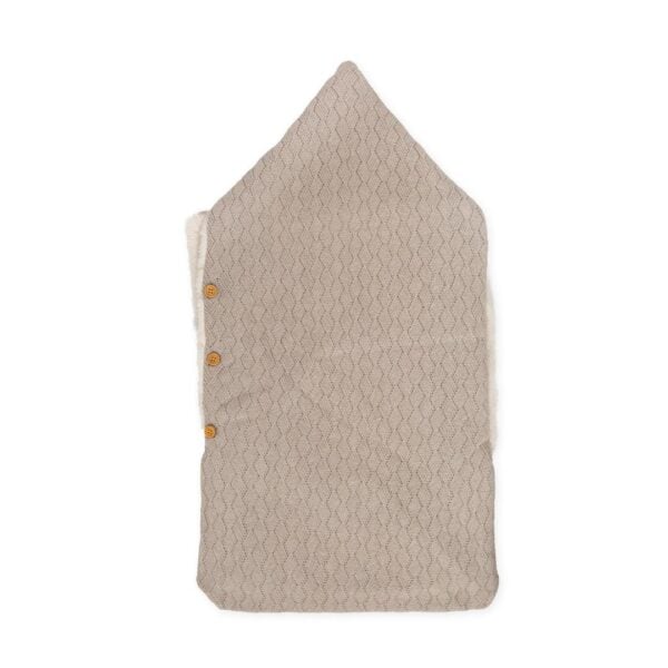 Tutto Piccolo Taupe Cotton Knit Baby Nest with Faux Fur Lining - Image 3