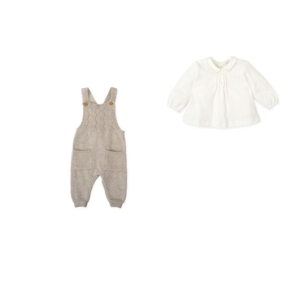 Tutto Piccolo Boys Beige Knitted Dungaree Set