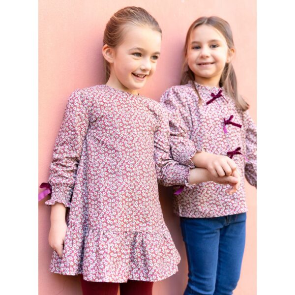 Tutto Piccolo Red Floral Needlecord Dress Set - Image 4