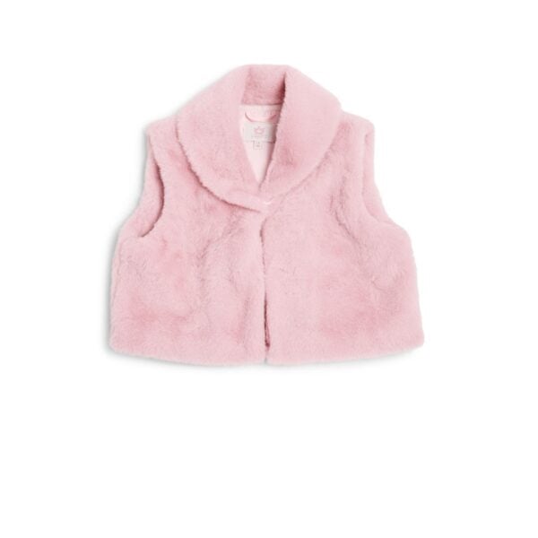 Caramelo Pink Soft Faux Fur Gilet - Image 3