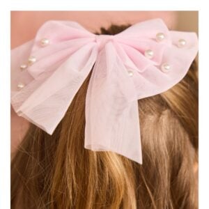 Caramelo pink pearl hair bow with clip