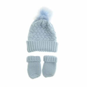 Ziggle Blue Woolly Bobble Hat and Mittens