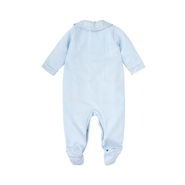 Babidu Blue Cotton Babygrow with Gingham Trim - Image 2