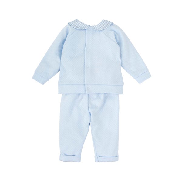 Babidu Pale Blue Cotton Trouser Set with Gingham Collar - Image 2