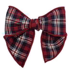 Calamaro Red and Navy Tartan Bow Clip