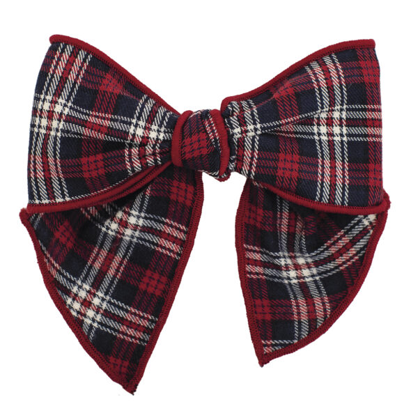 Calamaro Red and Navy Tartan Bow Clip