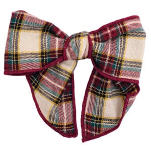 Calamaro Burgundy and Oatmeal Tartan Bow